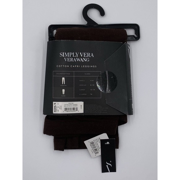 Simply Vera Vera Wang Cotton Capri Leggings‎ Brown Size Small NTW - Picture 2 of 2